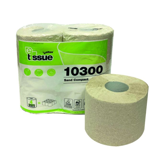 Toiletpapier E-tissue 2-laags 300 Vellen, 10 x 4 rollen