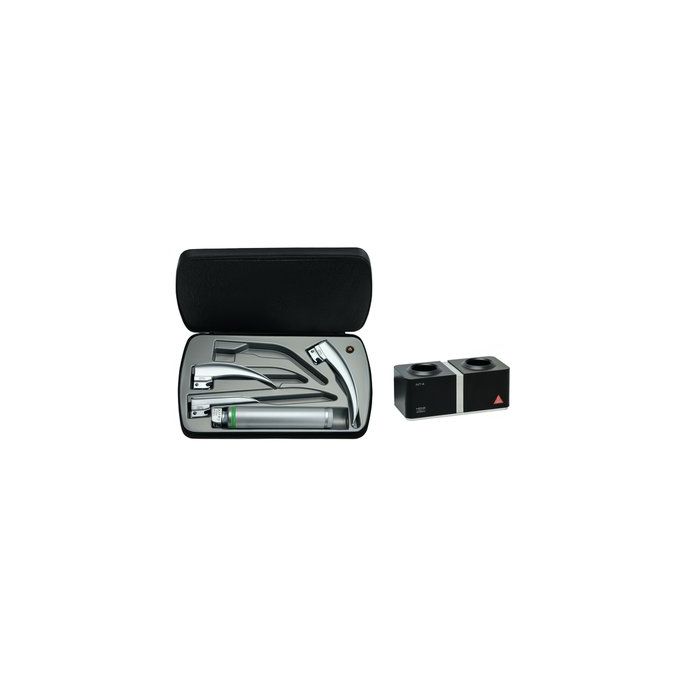 HEINE Classic+ F.O. laryngoscoopset F-119 met standaard F.O.4 NT XHL oplaadhandvat 3,5 V Li-ion en NT4 tafellader