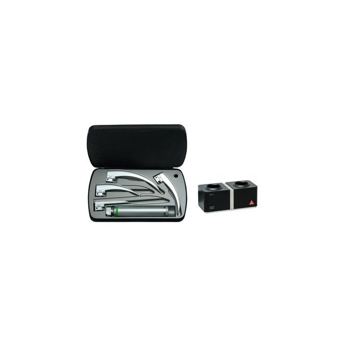 HEINE Classic+ F.O. laryngoscoopset F-120 met standaard F.O.4 LED NT oplaadhandvat 3,5 V Li-ion en NT4 tafellader