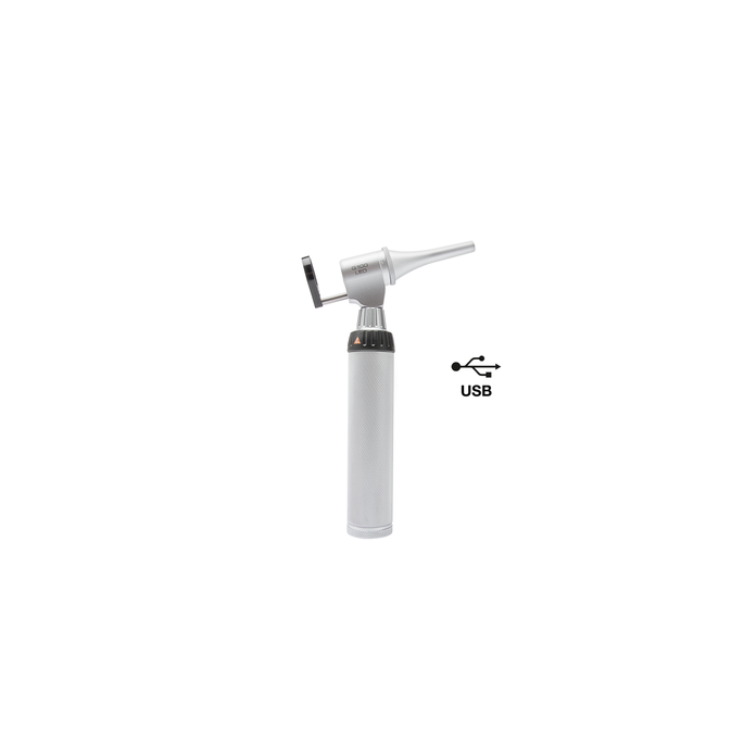 HEINE G100 LED spleetverlichtingskop set met BETA4 USB oplaadbaar handvat, USB-kabel, E4-USB voeding, drie specula en koffer