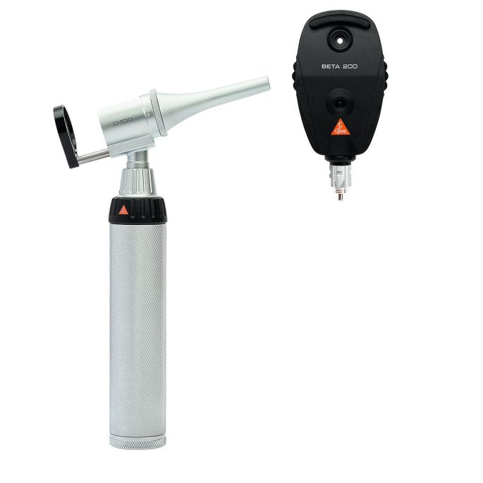 HEINE G100 LED VET spleetverlichtingskop + BETA 200 LED oftalmoscoop diagnostische set met BETA batterijhandvat, specula en harde koffer (2,5 V)