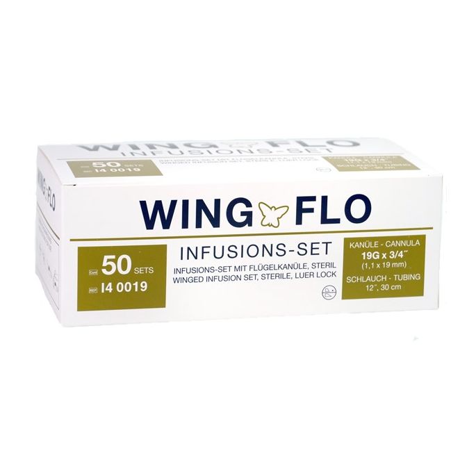 Wing-Flo vleugelnaalden goud 19G, 1,1 x 19 mm, 50 stuks