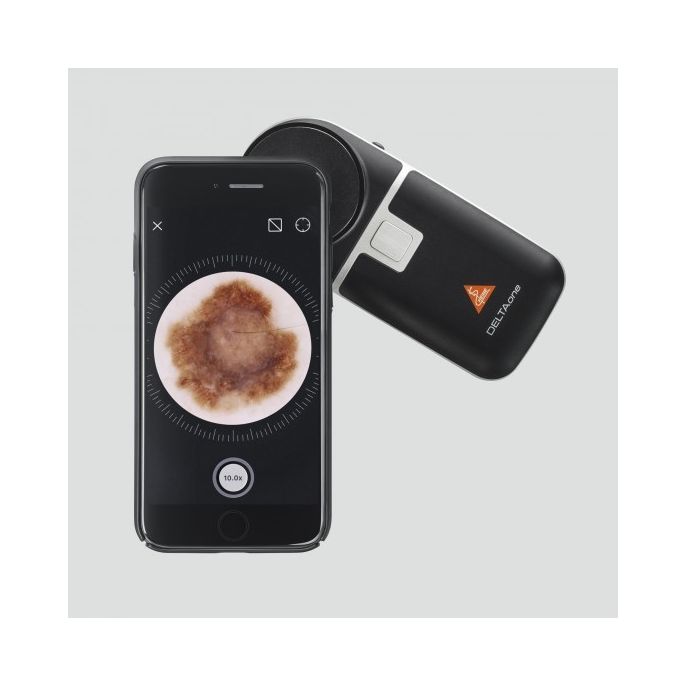 Heine DELTAone dermatoscoop met contactplaat met schaalverdeling, USB-kabel, netadapter, harde koffer
