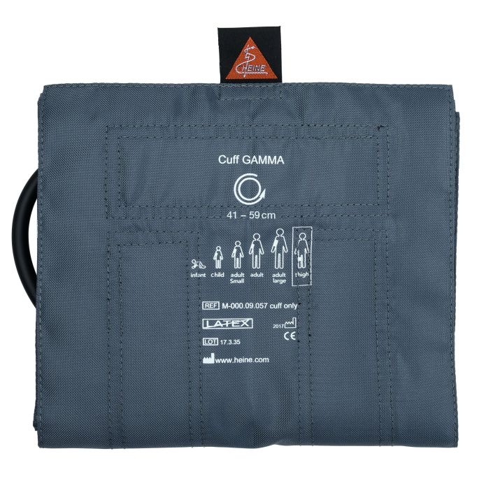 HEINE latex-vrije single-tube (1-slangsysteem) bloeddrukmanchet voor bovenbeenmeting bij volwassenen, maat 20 × 86 cm (armomtrek 41 – 59 cm). Compatibel met HEINE GAMMA G5, G7 en GP.