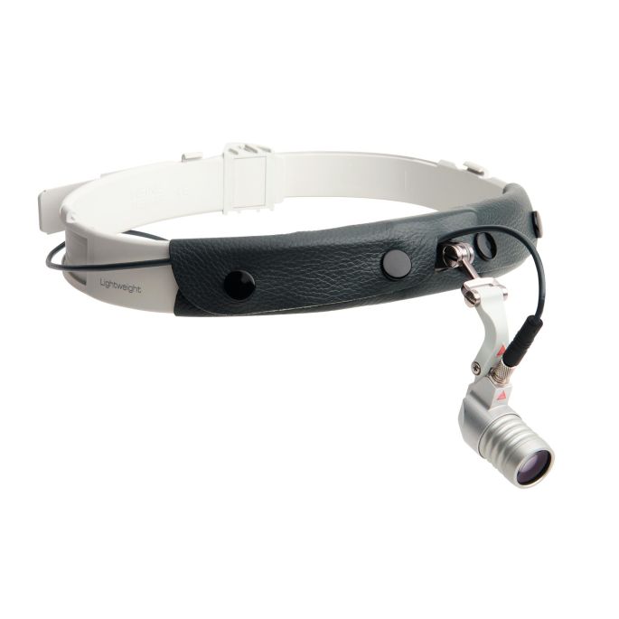 HEINE MicroLight2 LED hoofdverlichting op lichte hoofdband met mPack mini, riemclip, E4-USB plug-in voeding en etui
