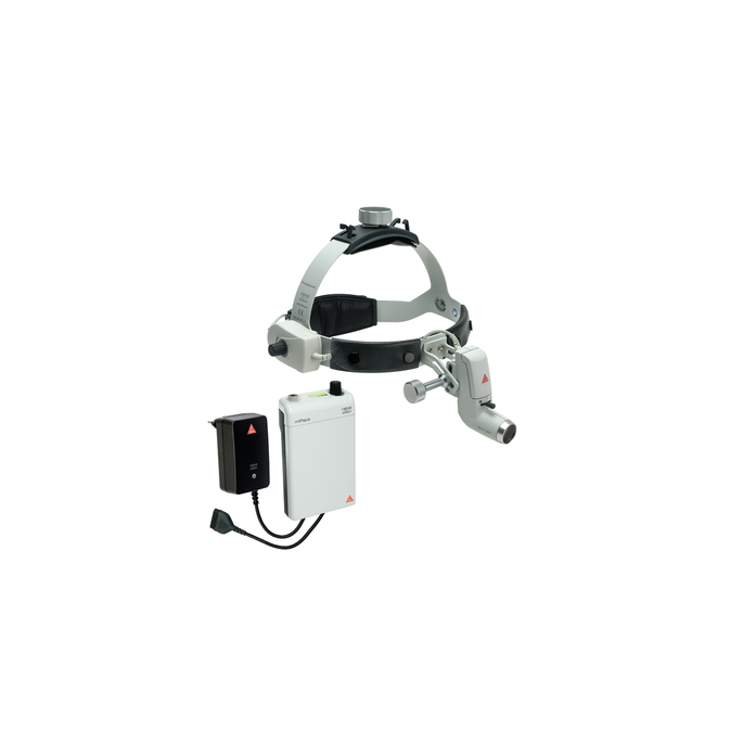 HEINE ML4 LED voorhoofdlamp op Professional L hoofdband met mPack accupack en plug-in transformator