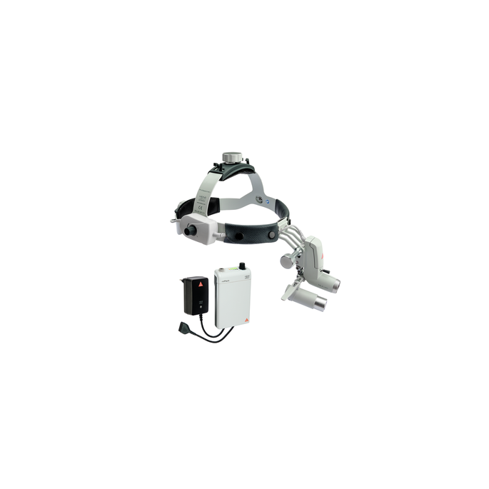 HEINE ML4 LED voorhoofdlamp met HRP binoculaire loep 6x op 340 mm werkafstand zonder S-GUARD spatbescherming