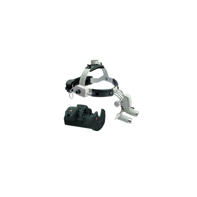 HEINE ML4 LED UNPLUGGED voorhoofdlamp met HRP binoculaire loep 3,5x op 420 mm werkafstand zonder S-GUARD spatbescherming