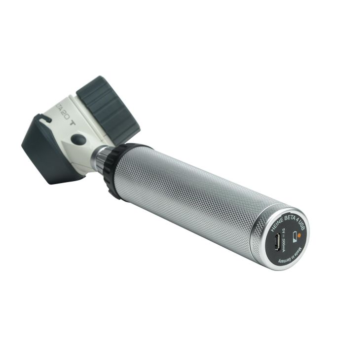 HEINE DELTA 20T dermatoscoop met contactplaat met schaalverdeling en BETA4 USB oplaadbaar handvat