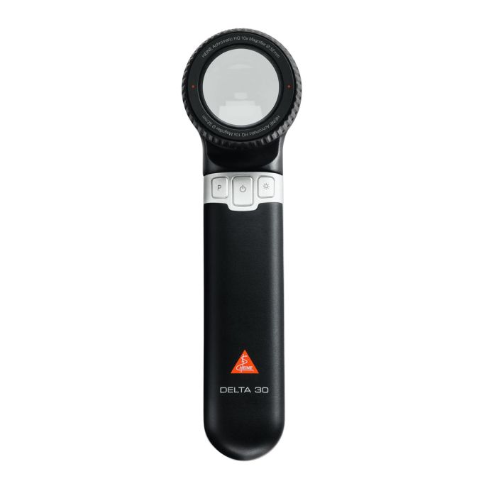 HEINE DELTA 30 dermatoscoop met contactplaat met schaalverdeling, USB-kabel, netadapter en harde koffer