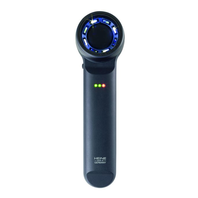 HEINE DELTA 30 PRO dermatoscoop met contactplaat met schaalverdeling, USB-C voeding en harde koffer