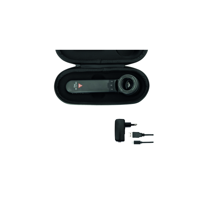 HEINE DELTA 30 PRO dermatoscoop met contactplaat met schaalverdeling, USB-C voeding en harde koffer
