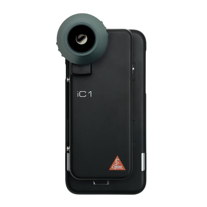 HEINE iC1 digitale dermatoscoop set met contactplaat met schaalverdeling, smartphone-case iC1/6 voor Apple iPhone 6 en 6s, USB-kabel en medisch goedgekeurde voeding