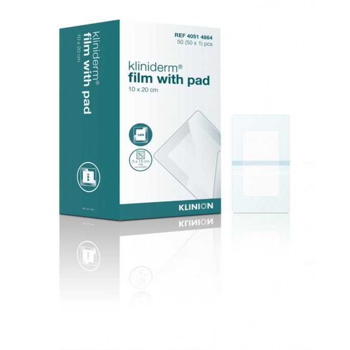 Kliniderm Film met wondkussen folieverband 10 x 20 cm, 50 stuks