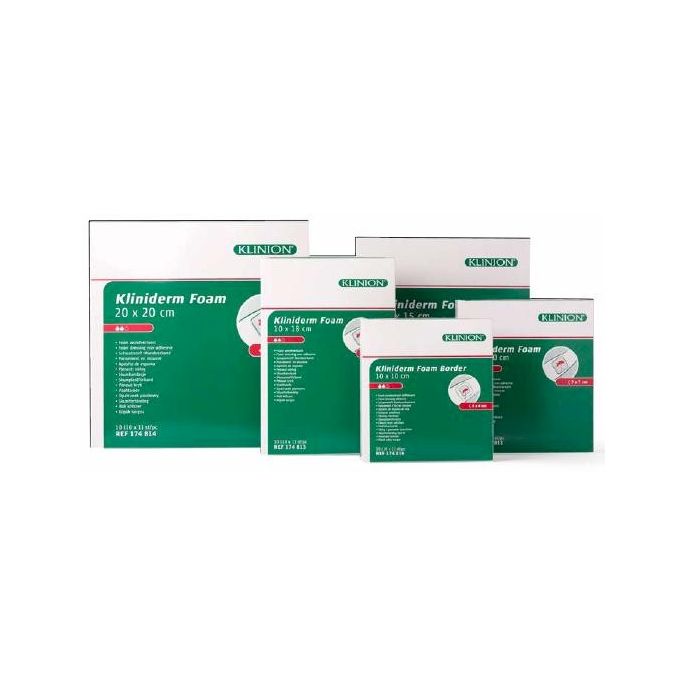 Kliniderm Foam Border schuimverband met kleefrand 10 x 10 cm, 10 stuks