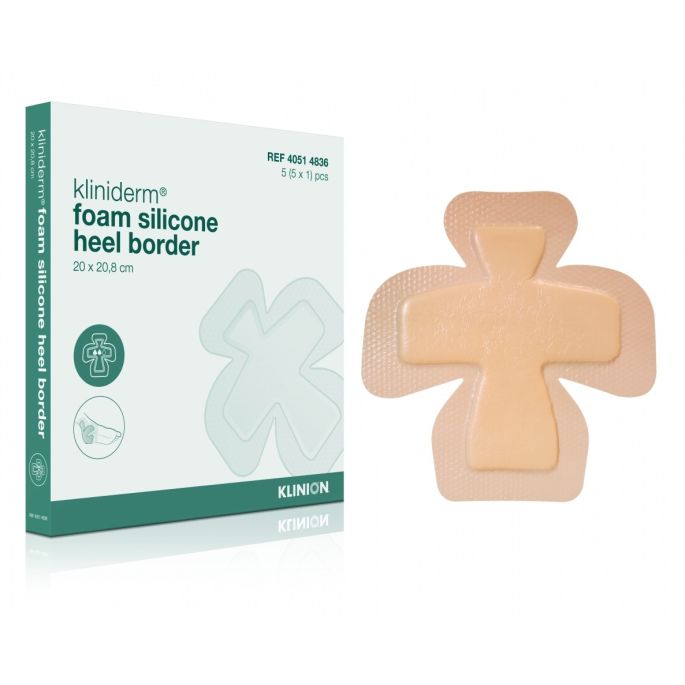 Kliniderm Foam Silicone Border Heel schuimverband met kleefrand, 5 stuks