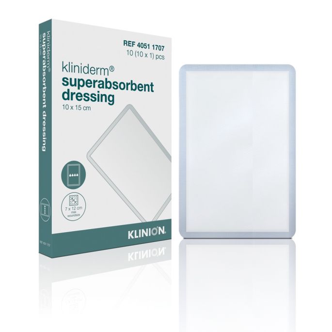 Kliniderm Superabsorbent superabsorberend verband 10 x 15 cm steriel, 10 stuks