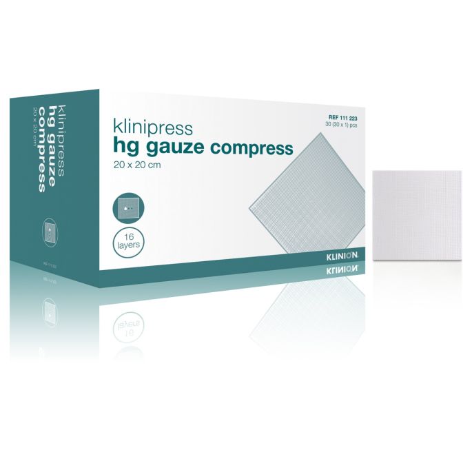 Klinion hydrofiel gaaskompres 20 x 20 cm 16-laags steriel, 30 stuks