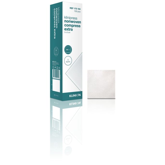 Klinion non-woven gaaskompres 5 x 5 cm 8-laags, 100 stuks
