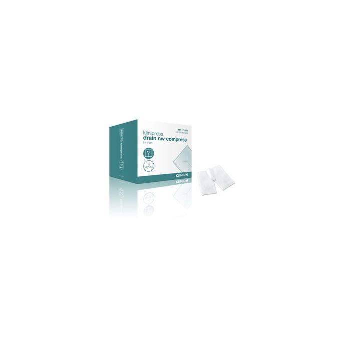 Klinion splitkompres 5 x 5 cm 4-laags steriel, 100 stuks