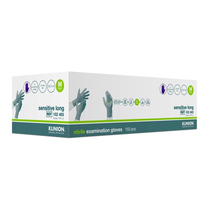 KPP Sensitive Long nitril onderzoekshandschoen maat M, 150 stuks