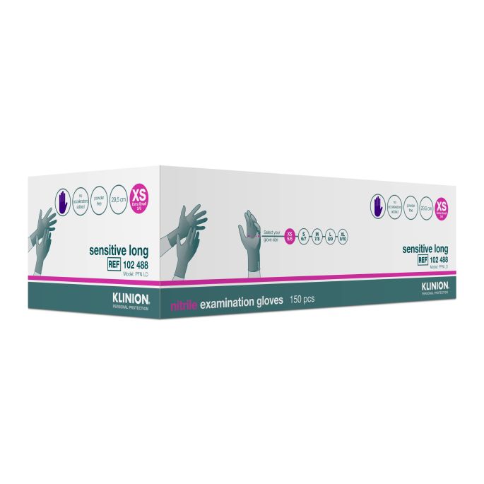 KPP Sensitive Long nitril onderzoekshandschoen maat XS, 150 stuks