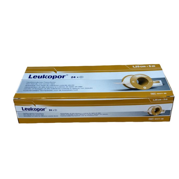 Leukopor hechtpleister op spoel, 1,25 cm x 5 m, 24 stuks