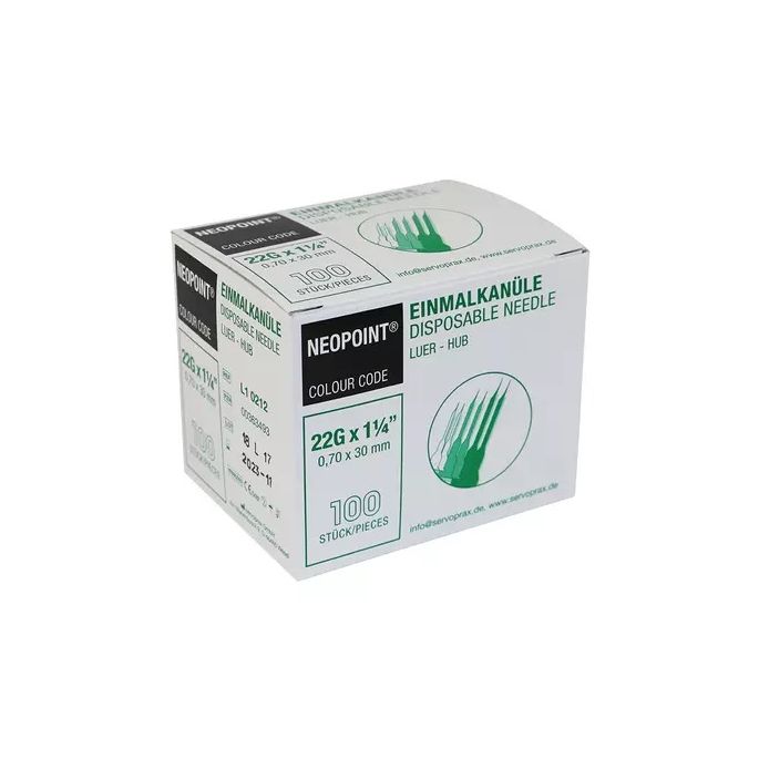 Neopoint injectienaalden zwart 22G, 0,7 x 30 mm, 100 stuks