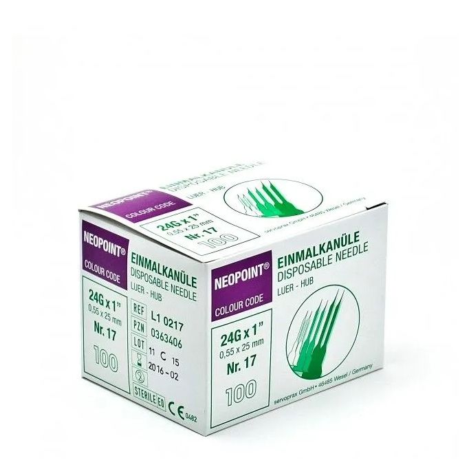 Neopoint injectienaalden paars 24G, 0,55 x 25 mm, 100 stuks