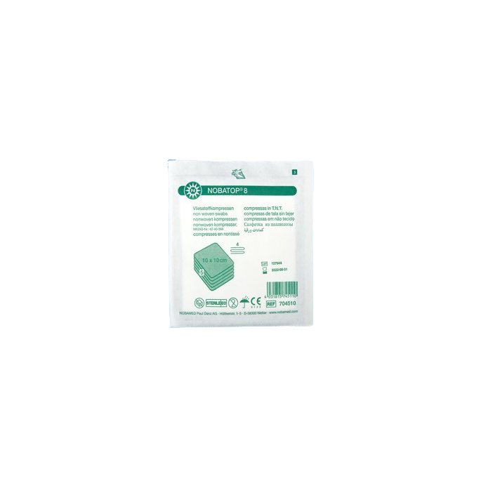 Nobatop 8 non-woven kompres 4-laags steriel 10 x 10 cm, 25 stuks