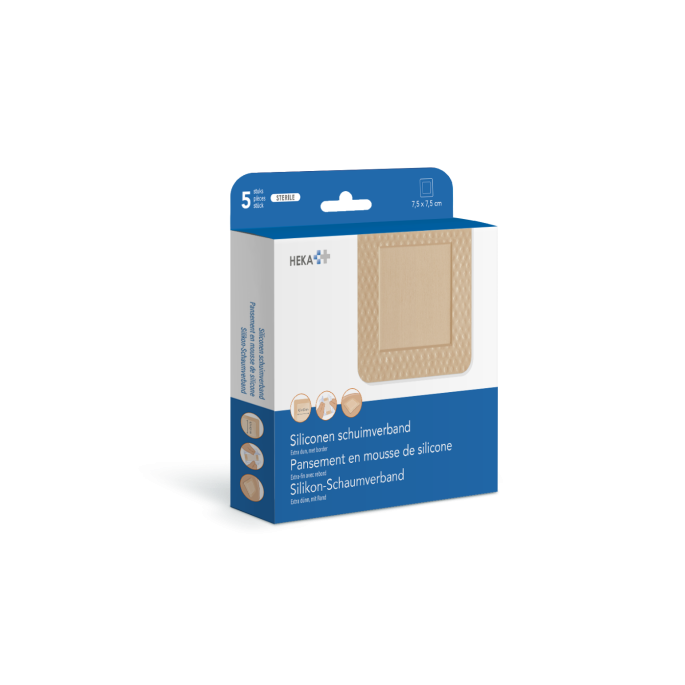 HEKA siliconen schuimverband met border type 5, 5 stuks