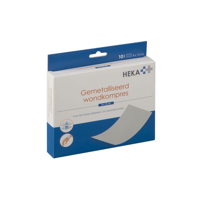 HEKA gemetalliseerd wondkompres 8 x 10 cm steriel, 10 stuks