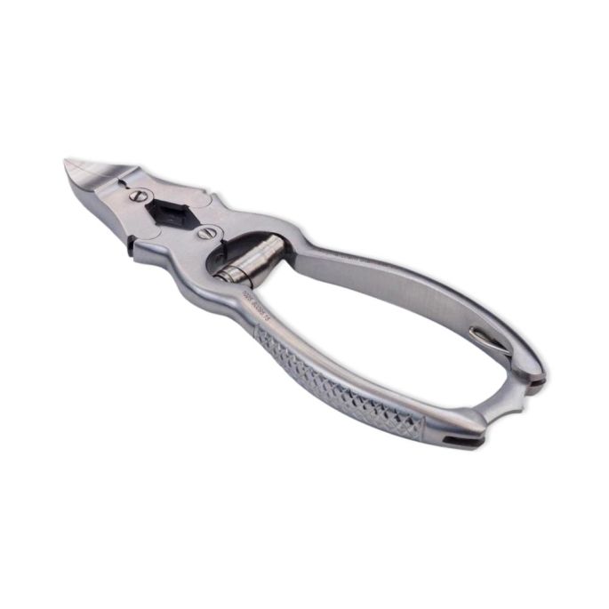Pedicure-Nageltang met rolveer, 15 cm, dubbel scharnier, gebogen bek