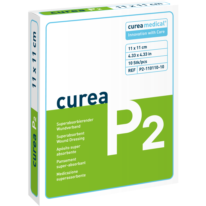 Curea P2 superabsorberend wondverband 11 x 11 cm steriel, 10 stuks