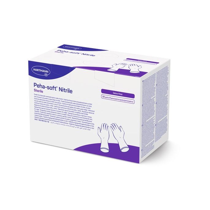 Peha-soft nitrile handschoenen blauw steriel S, 100 stuks