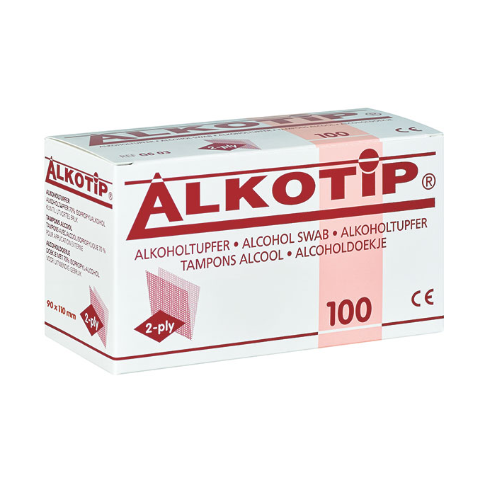 Alkotip alcoholdoekjes groot, 90 x 110 mm, 100 stuks