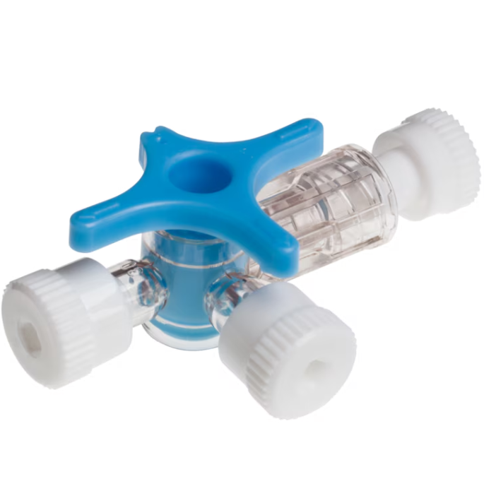 BD Connecta 3-wegkraan met 360˚ rotatie, blauw, 100 stuks