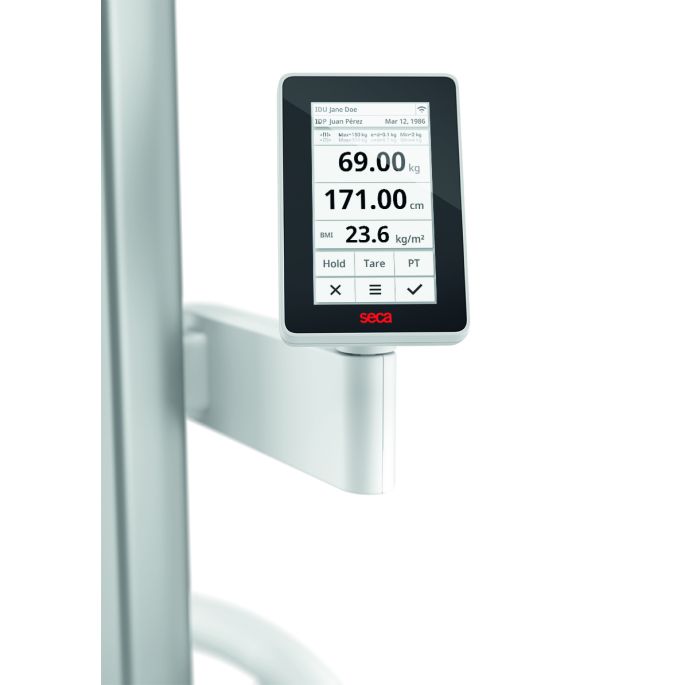 seca Scale-up Line EPD-gevalideerd ultrasoon meetstation met ID-Display, leuning en lengtemeting
