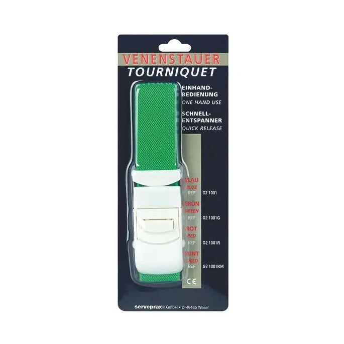 Stuwband/tourniquet groen met kunststof sluiting