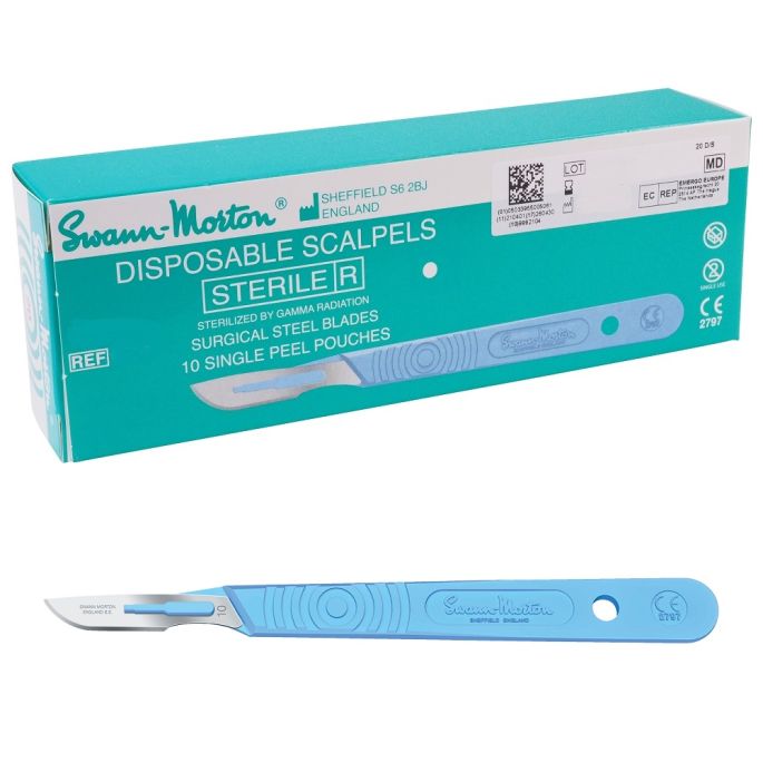 Swann Morton wegwerp scalpels RVS, steriel, nr. 10