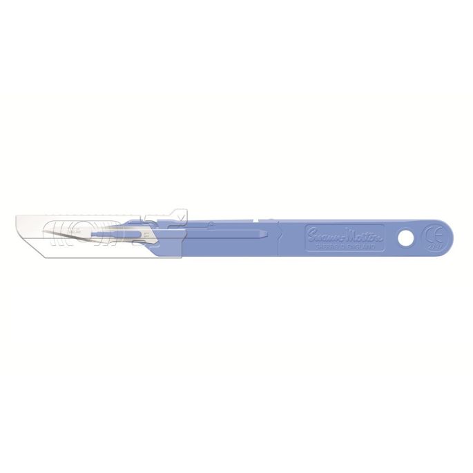 Swann Morton safety scalpel met intrekbare beschermkap, wegwerp, RVS, nr. 11
