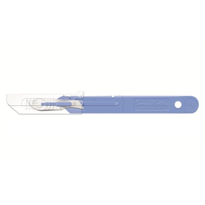 Swann Morton safety scalpel met intrekbare beschermkap, wegwerp, RVS, nr. 20, bulkverpakking, niet-steriel