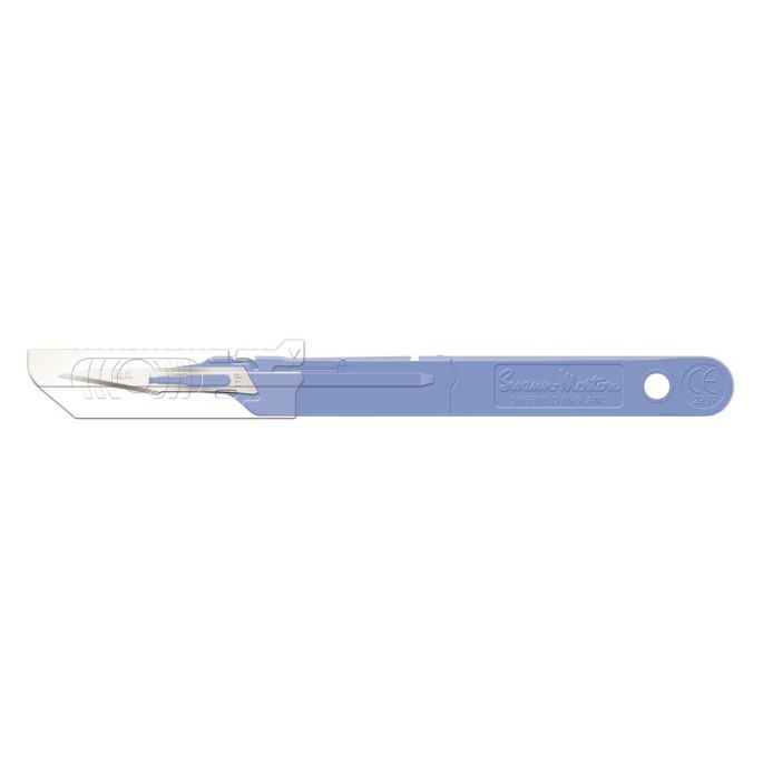 Swann Morton safety scalpel met intrekbare beschermkap, wegwerp, RVS, nr. 11P, bulkverpakking, niet-steriel