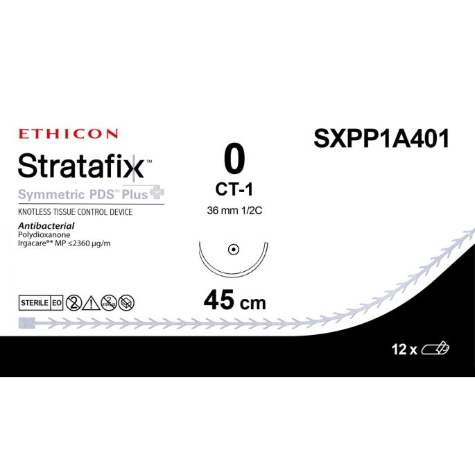 Stratafix Symmetric PDS+ violet 0, CT-1 naald, SXPP1A401, 12 stuks