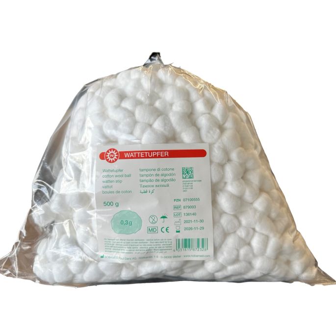 Noba wattenbollen 0,3 gram, 500 gram verpakking
