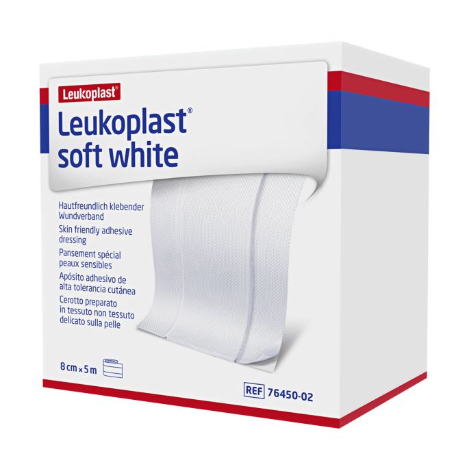 Leukoplast Soft White wondpleister, 8 cm x 5 m, 1 rol