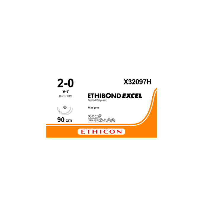 Ethibond Excel groen 2-0, V-7 + 1 RC PLDGT naald, X32097H, 36 stuks