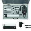 HEINE G100 LED VET spleetverlichtingskop + BETA 200 LED oftalmoscoop diagnostische set met 2x BETA4 USB oplaadhandvat, plug-in voeding, specula en harde koffer (3,5 V)