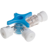BD Connecta 3-wegkraan met 360˚ rotatie, blauw, 100 stuks