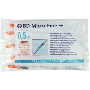 BD Micro-Fine 0,5 ml U-100 + 29G, 0,33 x 12,7 mm, 10 stuks